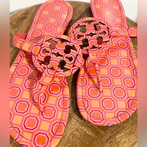 Tory Burch Patent Miller Sandal Vivid Orange Octagon Square 11 - Picture 5 of 9